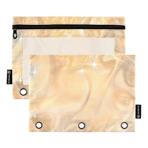 Ordnertaschen mit transparentem Fenster, orangefarbener Farbverlauf, Wasserwellung, Reißverschluss, transparentes Fenster und Ösen, 3-Loch-Binder zur Aufbewahrung von Schulstudenten, Lehrerbedarf von Amooorous