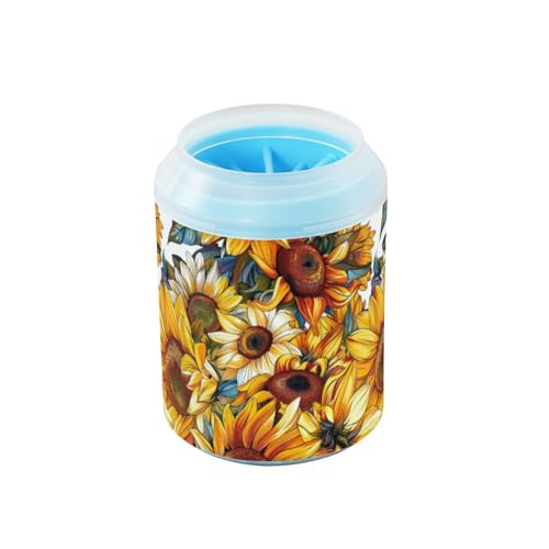 Para Perros Ölgemälde, Sonnenblume, tragbar, mit weicher Massagebürste, Füße, Badebürste für kleine, mittelgroße Hunde und Katzen, Gelb von Amooorous