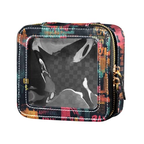 Paris Earth Countries Leder-Organizer-Tasche, Kulturbeutel, Make-up-Organizer für Reisen in lebendigen Farben von Amooorous