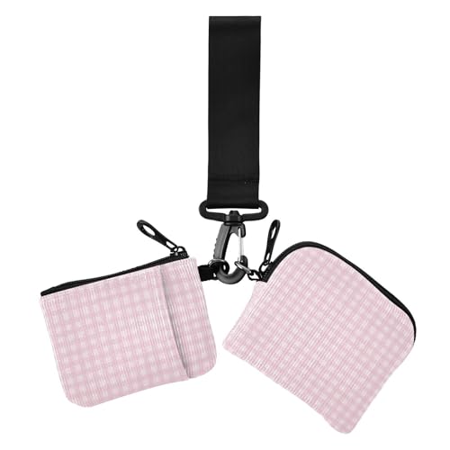 Peach Checkerboard Dual Wristlet Wallets for Women Thin Flat Business Card Holder with Keychain for Women 2 Packs, Pfirsich-Schachbrett, 1 size, Casual von Amooorous