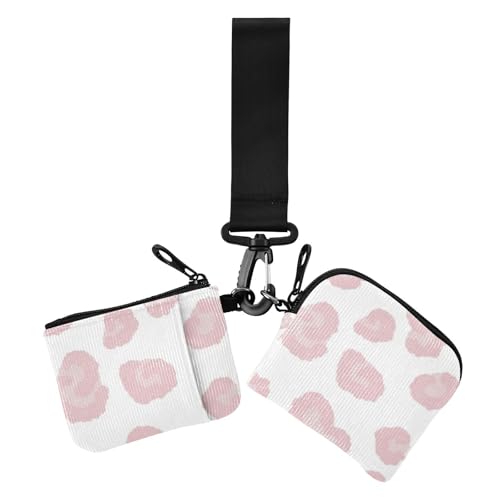 Peach Leopard Damen Kartenetuis Kleingeldhalter Minimalistische Kreditkartenetui mit Handgelenkschlaufe für Damen 2 Packungen, Peach Leopard, 1 size, Casual von Amooorous
