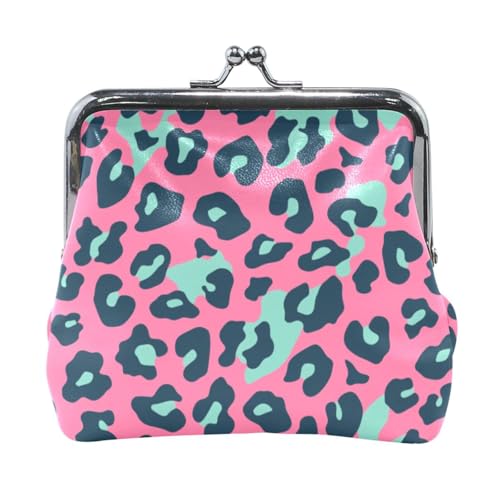 Pfirsich- und Grüner Leopardenmuster, Damen-Münzgeldbörse, tragbar, Schmuck-Organizer für Frauen von Amooorous
