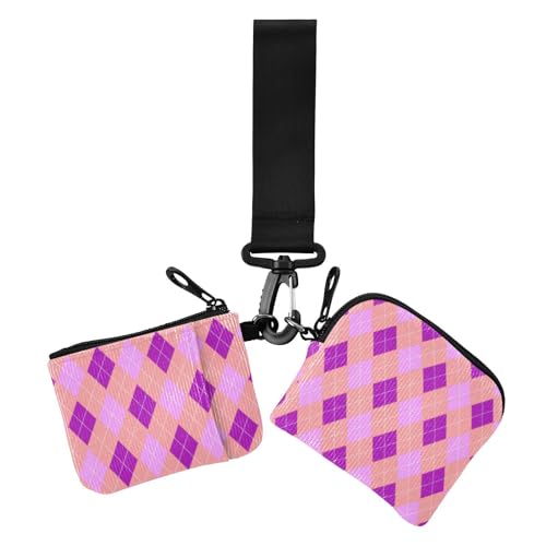 Pfirsich und Lila Schachbrett-Kartenetuis für Damen, Kleingeldhalter, Mini-Mode, Reißverschluss, Münzfach mit Reißverschluss, Münzfach für Frauen, 2 Stück, Pfirsich- und violettes Schachbrett, 1 size, Pfirsich und Lila Schachbrett-Kartenetuis für Damen, Kleingeldhalter, Mini-Mode, Reißverschluss, Münzfach mit Reißverschluss, Münzfach für Frauen, 2 Stück, Pfirsich- und violettes Schachbrett, 1 size, von Amooorous