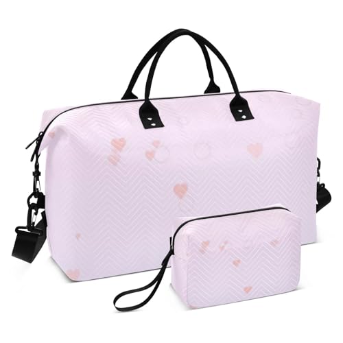 Pfirsichherz Pfirsich Lila Gradient Persönliche Gegenstände Reisetasche Handgepäck Wochenendtasche Sport Training Tasche mit verstellbarem Gurt für Trekking Multifunktional, Pfirsichherz von Amooorous