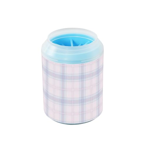 Puderblaues Schachbrett, tragbarer Pfotenreiniger-Becher mit weicher Massagebürste, Haustierzubehör und Zubehör für Katzen, Hunde, Limpia Patas Para Perros von Amooorous