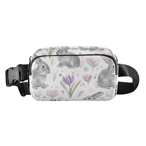 Puple Lily Calla Cute Bunnies Trendy Crossbody Bag Waist Packs for Women Men Waterproof Sling Chest Bag with Adjustable Strap for Travel Shopping Running von Amooorous
