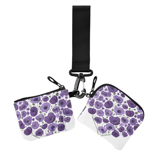Purple Heart Day Purple Poppys Dual Wristlet Wallets for Women Cute Fashion ID Card Holders Protector with Zipper Pocket for Ladies 2 Packs, Purple Heart Day lila Mohnblumen, 1 size, Casual von Amooorous