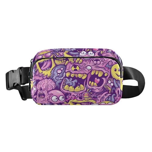 Purple Trend Hip Personalisierte Dämon Stilvolle Hüfttasche Crossbody Tasche für Damen Herren Mehrzweck-Brustgürtel Bauchtasche mit verstellbarem Gurt für Workout, Laufen, Wandern, Purple Trend Hip von Amooorous