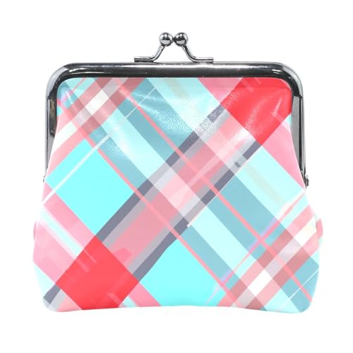 Quadratische Geldbörse für Damen, Leder, praktisch, für persönliche Gegenstände, Organizer für Männer und Frauen, Rot und Blau von Amooorous