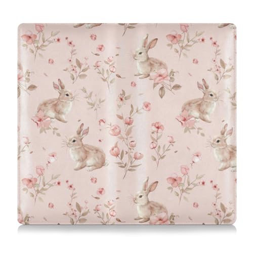 Rabbits and Flowers Premium Leder Toursuit Auto Zulassung und Versicherungskartenhalter Auto Handschuhfach Organizer für Dokumente, Karten, Führerschein von Amooorous