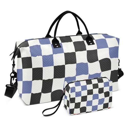 Racing Grid Buffalo Plaid Karo Große Reisetasche Reisetasche Wochenender Reise Übernachtung Tasche Turnbeutel mit Kulturbeutel für Trekking Faltbar, Racing Grid, Buffalo Plaid Check, 1 size von Amooorous