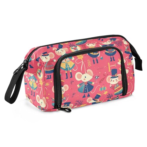 Ratten Nussknacker Pfirsich Federmäppchen Große Kapazität Niedliches Federmäppchen mit Griff Federmäppchen mit Reißverschluss für Mädchen adrette Schulbedarf von Amooorous