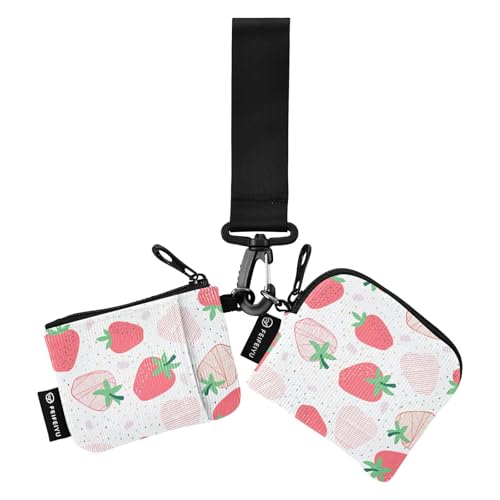 Red Design Strawberry Damen Geldbörsen Kartenetuis Große Kapazität Schlüsselanhänger Geldbörse Kleingeld Geldbörse mit Schlüsselanhänger für Damen 2 Stück, Rotes Design Erdbeere, Einheitsgröße, von Amooorous