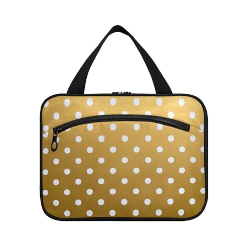 Reise-Kosmetiktasche mit Haken, Cartoon-Punkte, goldfarben, Designer-Essentials Rasierset, Taschen für Herren, für Reisende, Reisen, Bolsas para maquillaje de Mujer L Reise-Kosmetiktasche mit Haken, Cartoon-Punkte, goldfarben, Designer-Essentials Rasierset, Taschen für Herren, für Reisende, Reisen, Bolsas para maquillaje de Mujer L von Amooorous