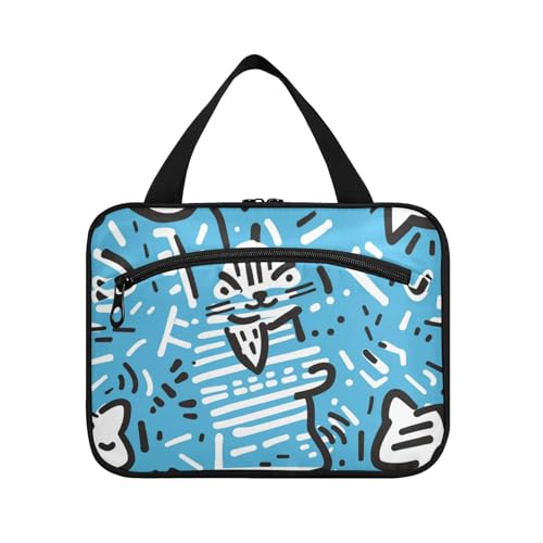 Reise-Kosmetiktasche mit abstrakter Katze, zum Aufhängen, mit Haken, Designer-Make-up-Tasche für wichtige Dinge für Frauen, Reisen, Bolsas para maquillaje L von Amooorous