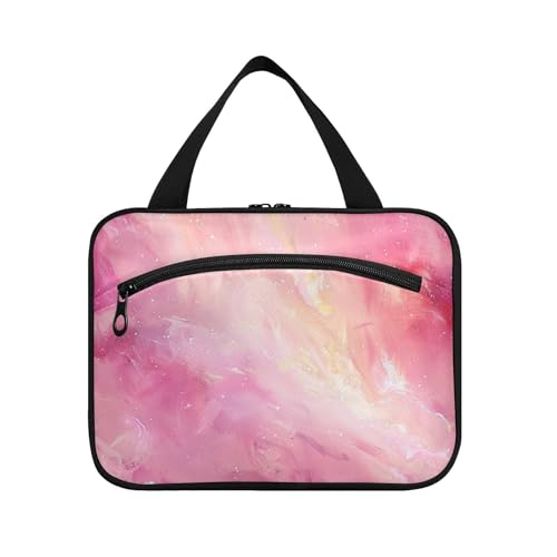 Reise-Kulturbeutel für Herren mit Haken, faltbar, Kosmetiktasche für Reisen, Reisen, Rosa mit Farbverlauf, Größe L von Amooorous