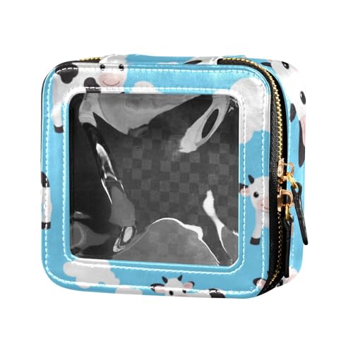 Reise-Make-up-Tasche mit niedlicher weißer Kuh und blauem Himmel, transparent, wasserdicht, Reise-Kulturbeutel, tragbarer Make-up-Organizer zum Fliegen von Amooorous