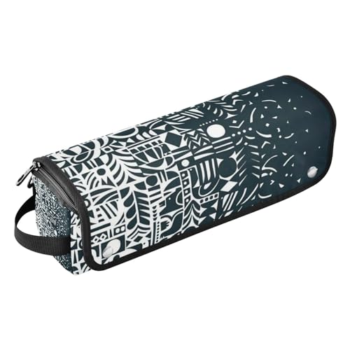 Reise-Werkzeugtasche mit hitzebeständiger Matte, abnehmbarer Haarstyling-Zubehör, Organizer für Lockenstab Glätteisen, flacher Haartrockner, schwarz-weißes Design, abstraktes abstraktes Haar, Reise-Werkzeugtasche mit hitzebeständiger Matte, abnehmbarer Haarstyling-Zubehör, Organizer für Lockenstab Glätteisen, flacher Haartrockner, schwarz-weißes Design, abstraktes abstraktes Haar, von Amooorous