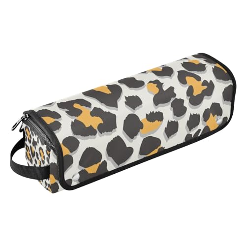 Reise-Werkzeugtasche und hitzebeständige Matte, abnehmbarer Haarstyling-Zubehör-Organizer für Glätteisen, Lockenstab, Haartrockner, hellgelber Leopardenmuster, Reisetasche für Haarwerkzeuge, von Amooorous