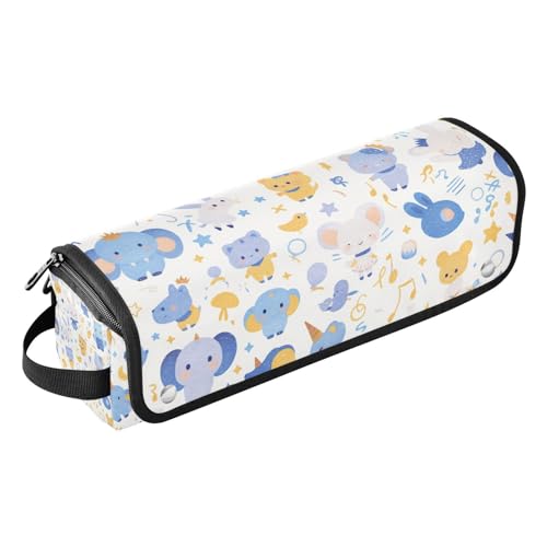 Reise-Werkzeugtasche und hitzebeständige Matte, tragbare Reise-Tragetasche für Glätteisen, Lockenstab, Haartrockner, Cartoon, niedlicher blauer Elefant, Haar-Zubehör-Organizer von Amooorous