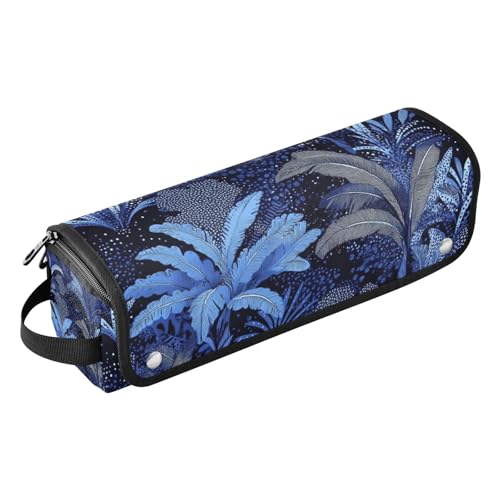 Reise-Werkzeugtasche und hitzebeständige Matte mit Reißverschluss, tragbarer Haarstyling-Werkzeug-Organizer für Glätteisen, heiße Werkzeuge und Haarpflege-Zubehör, blaues Mystery-Blatt-Trave-Etui für von Amooorous