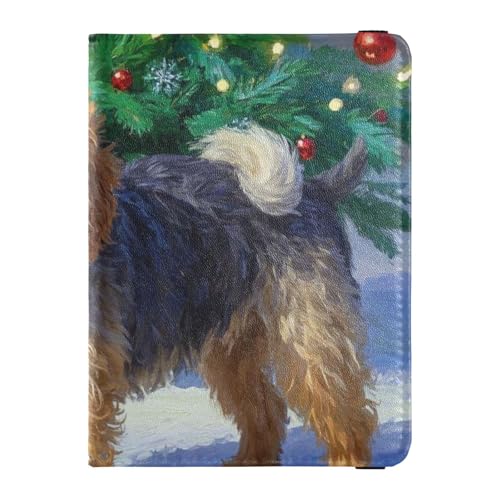 Reisepasshülle aus Leder mit niedlichem Cartoon-Motiv "Merry Christmas Tree", für Herren, leicht, Reisepasshülle, Niedlicher Cartoon-Weihnachtsbaum-Hund, 1 size von Amooorous