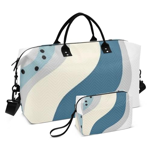 Reisetasche mit buntem Design, einfache Streifen, Handgepäck, Wochenend-Tragetasche, Reisetasche, Turnbeutel mit Kulturbeutel für Geschäftsreisen, 2-teiliges Set, Buntes Design, einfache Streifen, 1 von Amooorous