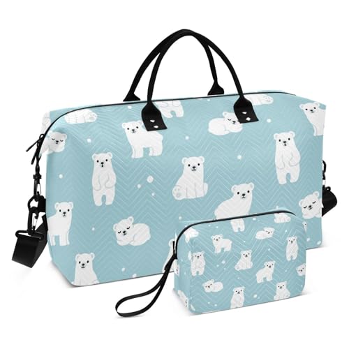 Reisetasche mit niedlichem weißem Eisbär, Handgepäck, für persönliche Gegenstände, Fitnessstudio, Handgepäcktasche mit verstellbarem Riemen für Trekking, große Kapazität, Niedlicher weißer Eisbär, 1 Reisetasche mit niedlichem weißem Eisbär, Handgepäck, für persönliche Gegenstände, Fitnessstudio, Handgepäcktasche mit verstellbarem Riemen für Trekking, große Kapazität, Niedlicher weißer Eisbär, 1 von Amooorous