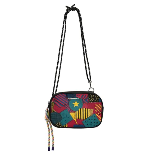 Retro Geometic Star Rot Abstrakt Crossbody Geldbörse Damen Trendy mit Kreditkartenfächern Seitentaschen Machen Sie einen Spaziergang Bolso de mano para mujer von Amooorous