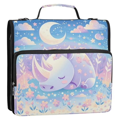 Rihino Dreamy Ringbuch mit 3 Ringen, mit extra Taschen und Griff, leicht zu tragen, tragbar, für Schule und Büro, Violett von Amooorous