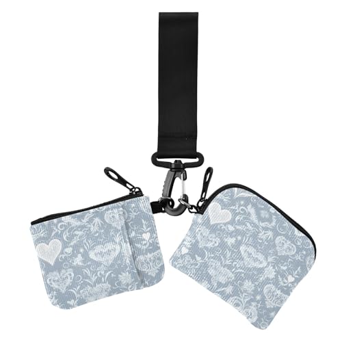 Romantische Geldbörse mit zwei Handgelenken, für Damen, dünn, flach, mit Handgelenkschlaufe für den täglichen Gebrauch, Grau und Weiß, 2 Packungen, Grau-weiße romantische Liebe zum Valentinstag, 1 Romantische Geldbörse mit zwei Handgelenken, für Damen, dünn, flach, mit Handgelenkschlaufe für den täglichen Gebrauch, Grau und Weiß, 2 Packungen, Grau-weiße romantische Liebe zum Valentinstag, 1 von Amooorous