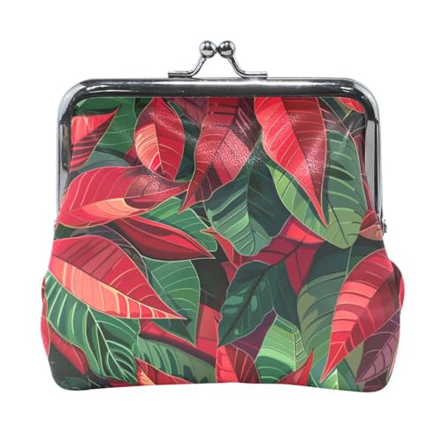 Rot-Grünes Ahornblatt-Geldbörse für Damen, Leder, Münzgeldbörse, praktischer Schmuck-Organizer für Frauen von Amooorous