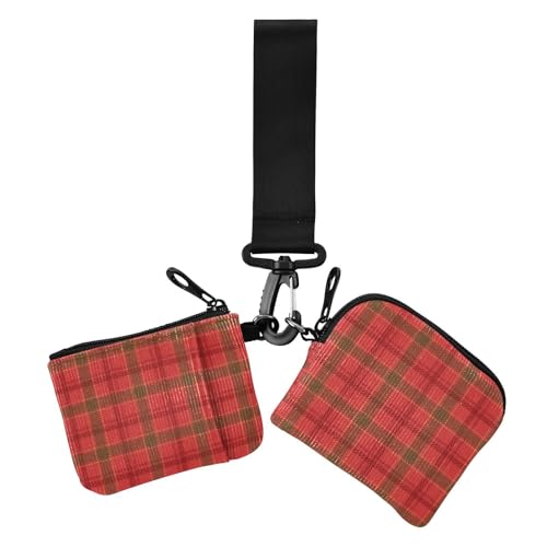 Rot und Grün Weihnachten Plaid Dual Coin Geldbörse Kreditkartenhalter Geldbörse Mini Fashion ID Card Holder Protector mit Reißverschlusstasche für Damen 2 Stück, Rot und Grün Weihnachten Plaid, 1 von Amooorous