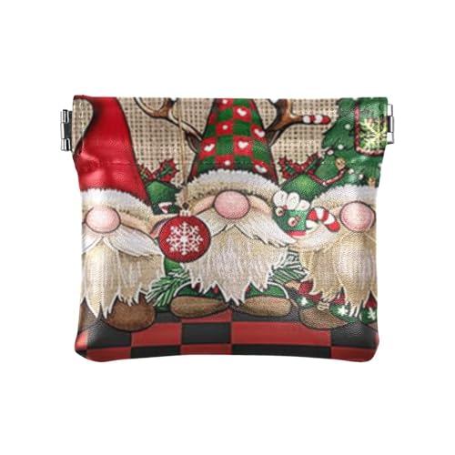 Rot und Grün Weihnachten Zwerge Damen Kleine Leder Münzbörse Geldbörse Geldbörse Wasserdicht Reisezubehör für Frauen, Rote und grüne Weihnachtszwerge, 1 size von Amooorous