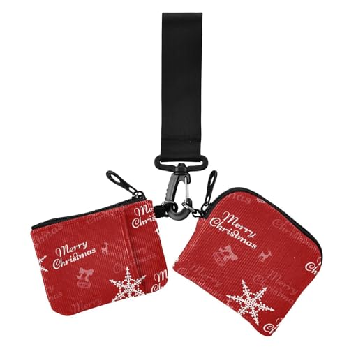 Rote Damen-Geldbörse für Weihnachten, Party, Visitenkartenetui, klein, tragbar, mit Reißverschluss, Münzfach für Arbeit, Reisen, 2 Stück, Rote Weihnachtsfeier, 1 size, Casual von Amooorous