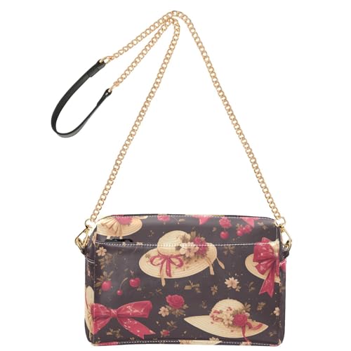 Rote elegante Schultertasche mit Blumenhut, modische Schultertasche für Damen, veganes Leder, Geldbörse, Tasche, wasserdicht, Schultertasche von Amooorous