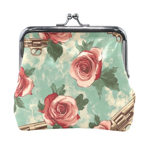 Rote gotische Rose mit Metall PU-Leder Kleingeldbörse Wasserdicht Kleingeldhalter Karten-Organizer für Damen von Amooorous
