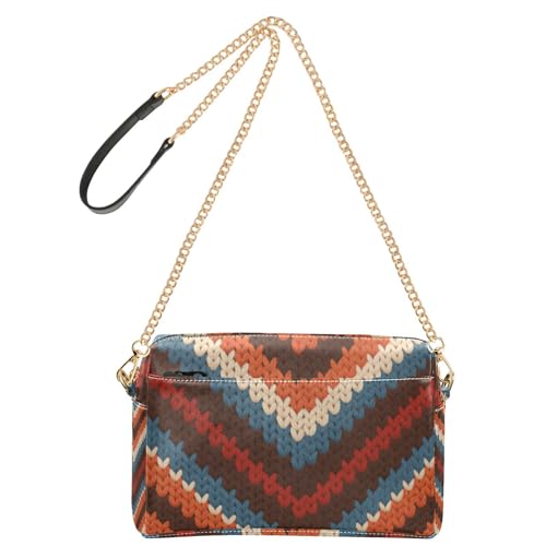 Rote und blaue gestrickte Streifen, modische Crossbody-Tasche für Damen, veganes Leder, Geldbörse, Tasche, wasserdicht, Schultertasche von Amooorous