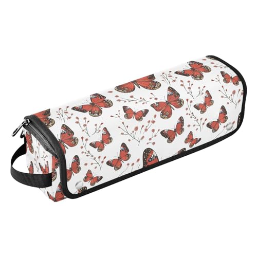 Roter Schmetterling für heiße Haare, Reisetasche und hitzebeständige Matte, große Kapazität, Glätteisen, Organizer für Glätteisen, heiße Werkzeuge und Haarpflege-Zubehör, Reisezubehör für Frauen de von Amooorous