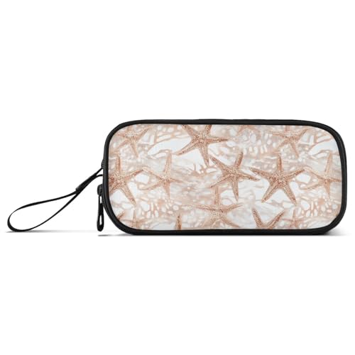 Rotgold Seestern Nylon Federmäppchen Federmäppchen Große Kapazität Federmäppchen mit Fächern Schule Schreibwaren für High School Man von Amooorous