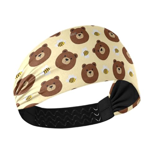 Rutschfeste Haarbänder mit süßem braunem Bär und Biene, elastisches Haarband für Workout, Radfahren, Wandern, Vendas para el pelo mujer von Amooorous