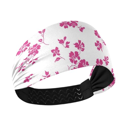 Rutschfestes Workout-Stirnband mit rosafarbenen und violetten Blumen, dehnbares Schweißband für Basketball, Yoga, Workouts von Amooorous