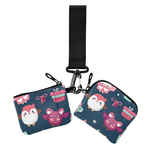 Safari Eulen Forsttiere Kuchen Cartoon Dual Wristlet Wallets für Frauen Kleine abnehmbare Kartenhalter mit Reißverschluss Münzfach für Arbeit Reisen 2 Stück, Safari Eulen Forsttiere Kuchen Cartoon, 1 von Amooorous