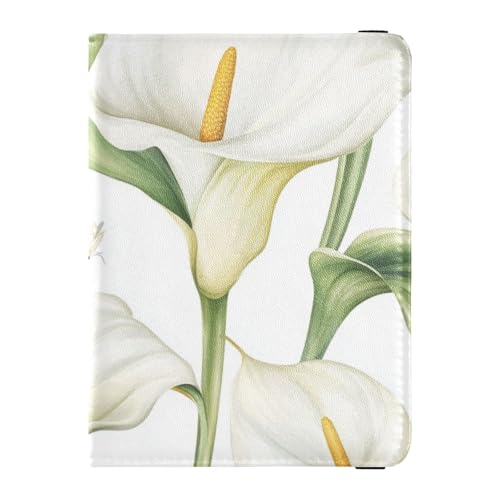 Schicke Calla Lilie Blume Weiß _ Leder dekorative Reisepasshülle für Reisen Frauen Impfkartenhalter Hülle Combo Kartenhalter Reisepasshülle Ultra Slim, Chic Calla Lily Flower White_, 1 size von Amooorous