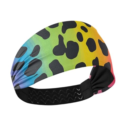 Schickes Regenbogen-Leopardenmuster, kühlende Schweißbänder für Damen, elastische Haarbänder für Damenhaar, Basketball, täglicher Gebrauch, Fahrradzubehör, Para el Cabello de Mujeres von Amooorous