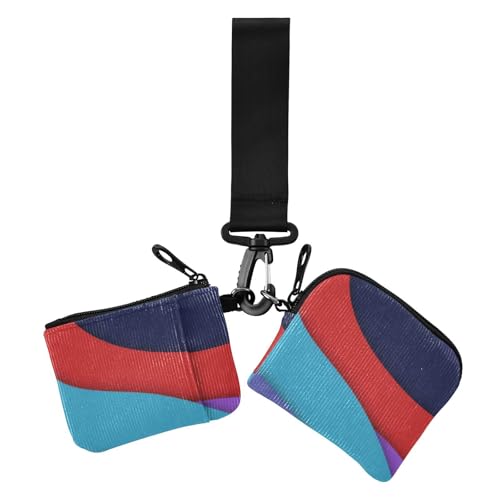 Schlichtes buntes Design, Wellen, Damen-Kartenetui, Kleingeldhalter, niedlich, modisch, Reißverschluss, Münztasche mit Reißverschluss, Münzfach für Damen, 2 Stück, Schlichtes buntes Design mit Wellen, von Amooorous