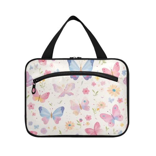 Schöne Schmetterlings-Hängetasche, Reise-Kosmetiktasche mit Haken, erweiterbare Designer-Tasche für Herren und Damen, Reisen, Größe L von Amooorous