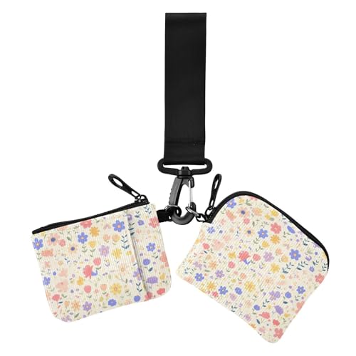 Schöne bunte Blumen Dual Münzbörse Kreditkartenetui Geldbörse Niedlich Mode Frauen Kreditkartenetui Münzbörse mit Reißverschlussfach für Frauen 2 Packungen, Schöne bunte Blumen, 1 size, Casual von Amooorous