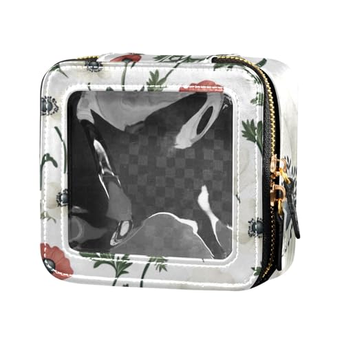 Schöne rote und weiße Sommerblumen, Mini-Make-up-Tasche, transparente Kulturbeutel, Kosmetik-Organizer für Reisen von Amooorous
