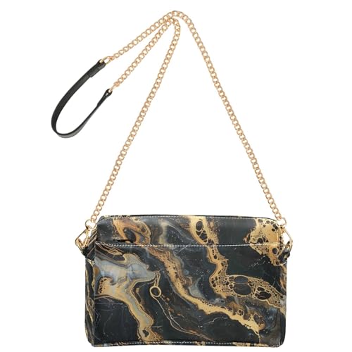 Schwarz-goldener Marmor, nahtlose Figur, modische Crossbody-Tasche für Damen, veganes Leder, Damen-Geldbörsen, Reißverschluss, Schulterhandtaschen von Amooorous